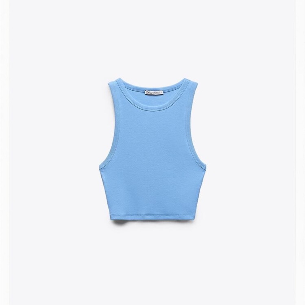 Zara Basic Rib Tank Top Blue